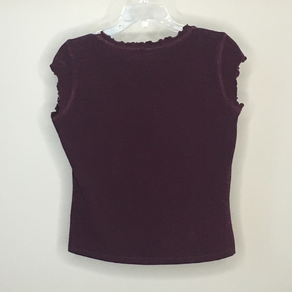 GAP Lettuce Edge Purple V-Neck T-Shirt - Picture 2 of 4